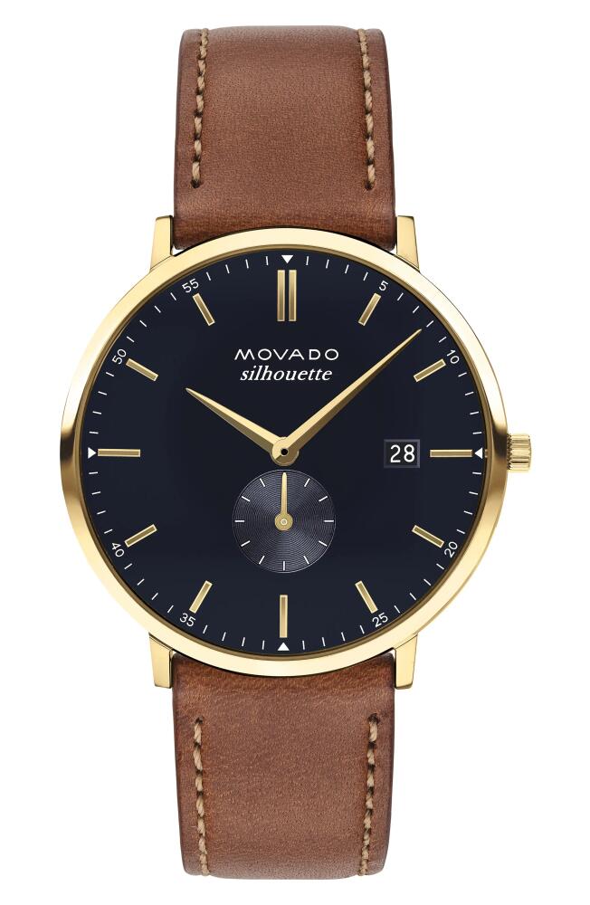 Movado Heritage Calendoplan Leather Strap Watch, 40mm in Tan Cover