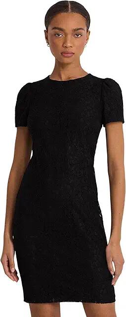 LAUREN Ralph Lauren Lace Puff-Sleeve Cocktail Dress (Black) Women's Dress Cover