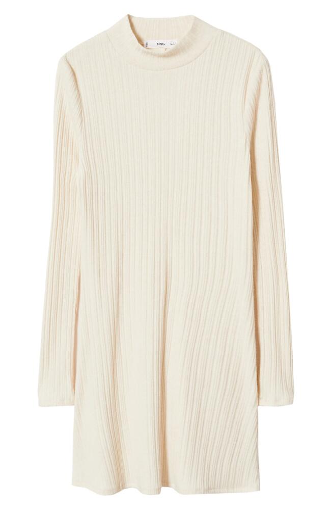 MANGO Textured Stripe Long Sleeve Knit Dress in Ecru Cover