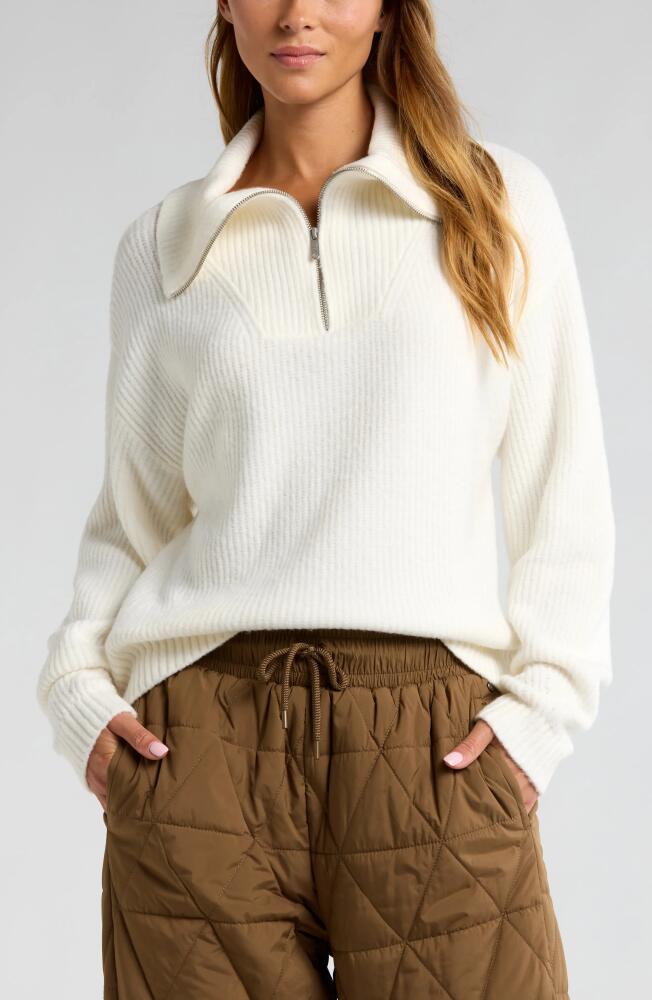 Zella Cozy Quarter Zip Rib Pullover Sweater in Ivory Egret Cover