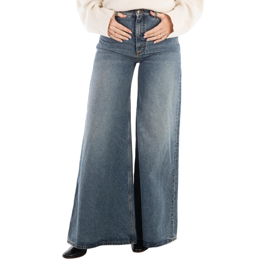 Chloe Ladies Faded Denim Wide-Leg Jeans Cover