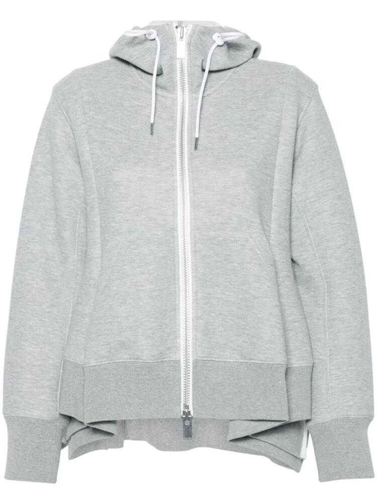 sacai sash-detail mélange zipped hoodie - Grey Cover