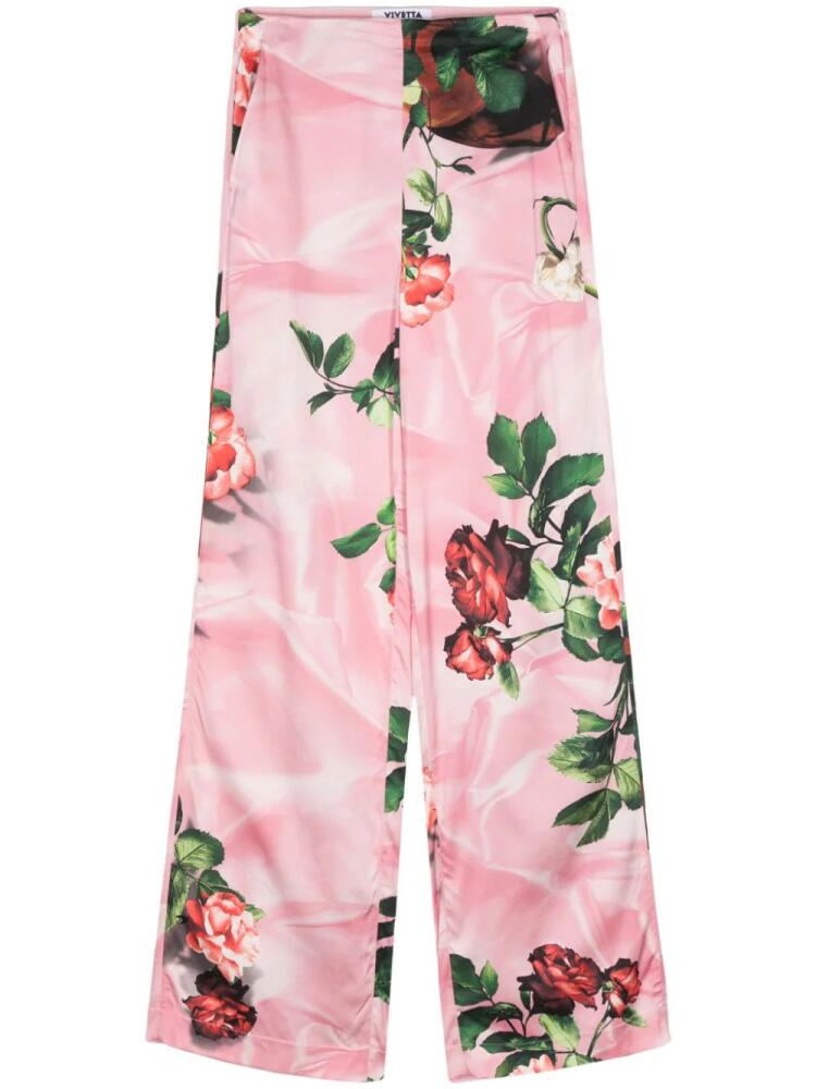 Vivetta floral-print satin palazzo pants - Pink Cover