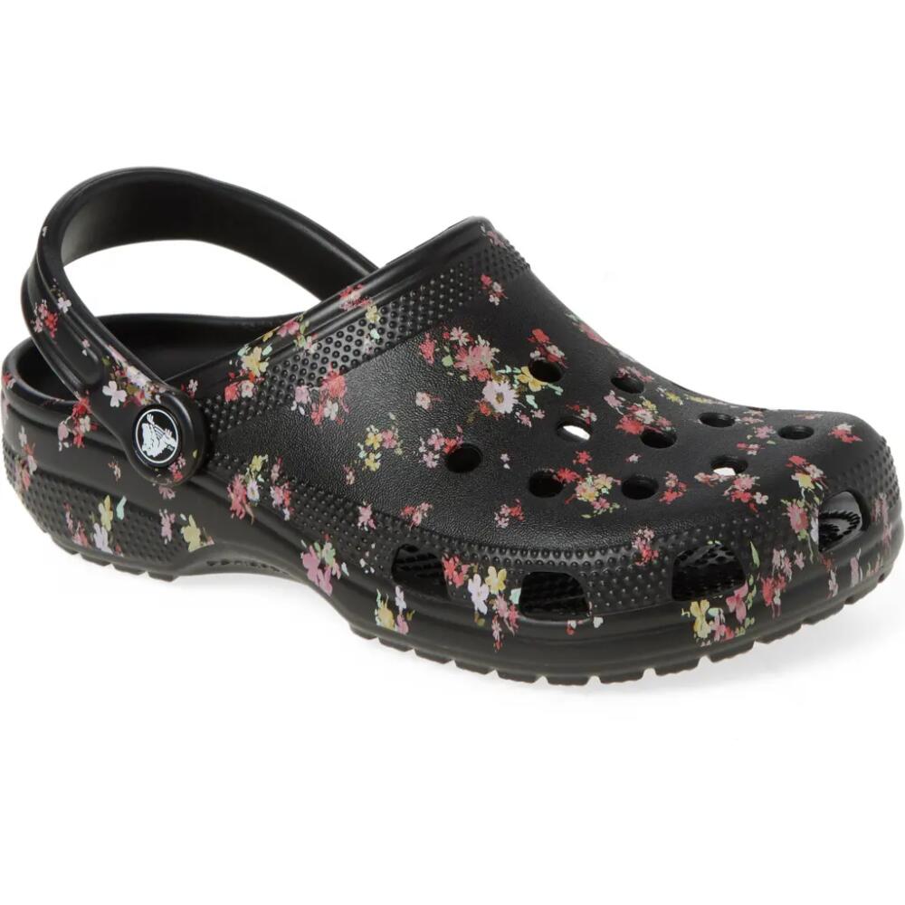 CROCS Classic Floral Ditsy Print Clog in Black Cover