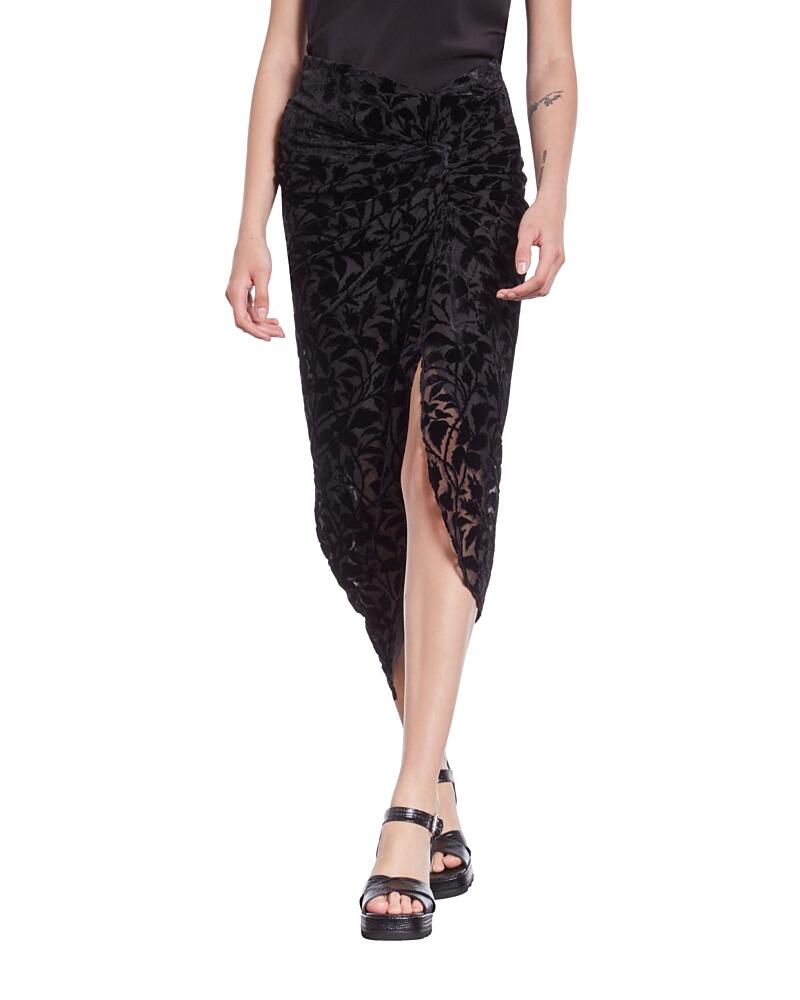 The Kooples Prickly Leaves Burnout Velvet Midi Skirt Cover