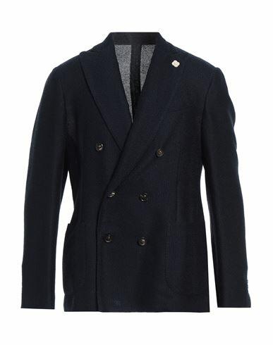 Lardini Man Blazer Midnight blue Cotton, Linen Cover