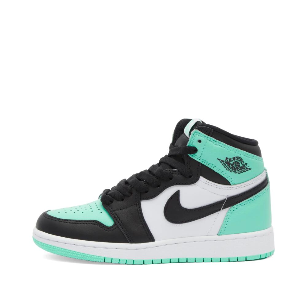 Air Jordan 1 Retro High OG GS Sneakers in White/Black/Green Glow Cover