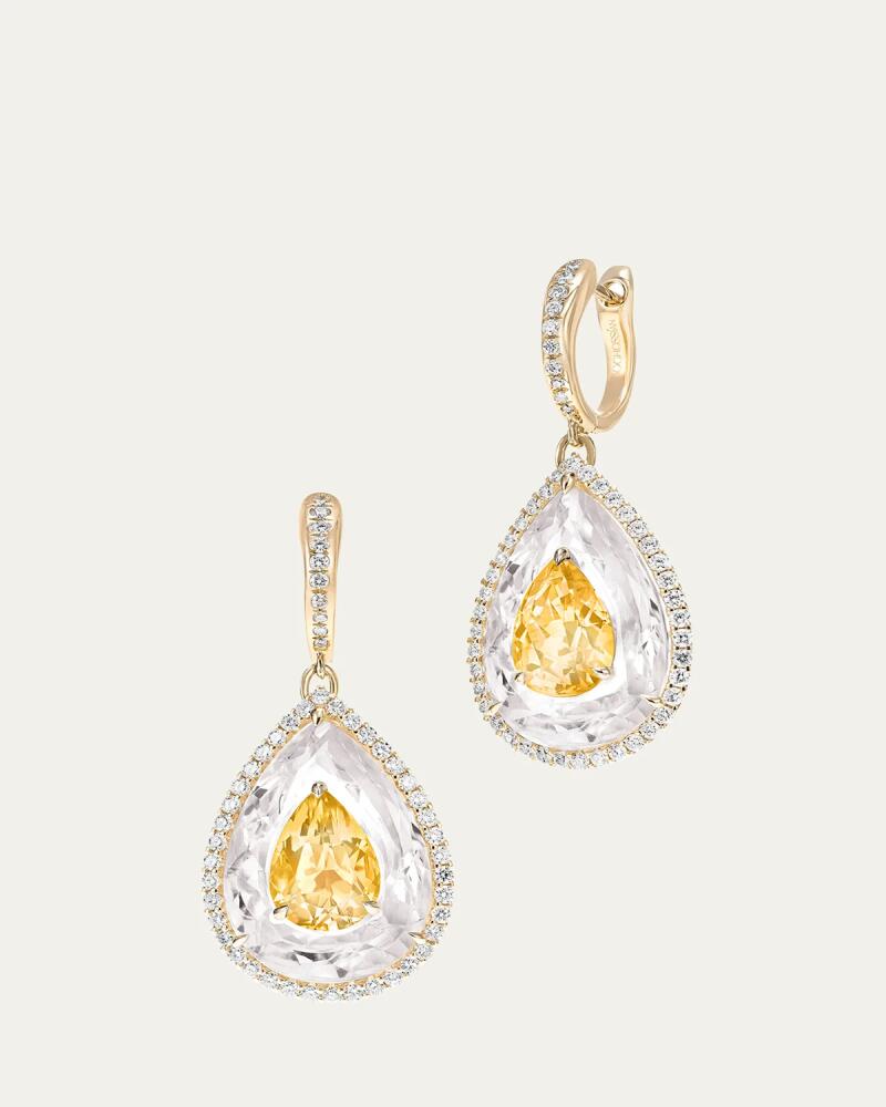 Boghossian Shine 18K Yellow Gold Citrine and Rock Crystal Earrings with Diamonds Cover