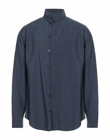 Emporio Armani Man Shirt Midnight blue Size 15 ¾ Viscose, Polyamide Cover