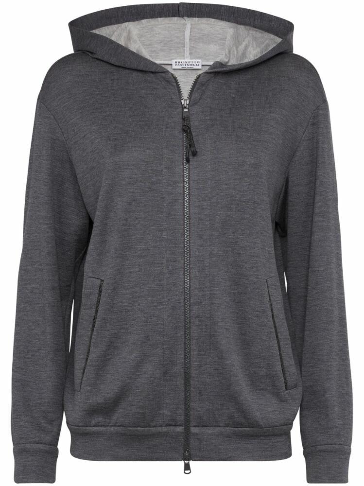 Brunello Cucinelli zipped long-sleeve hoodie - Grey Cover