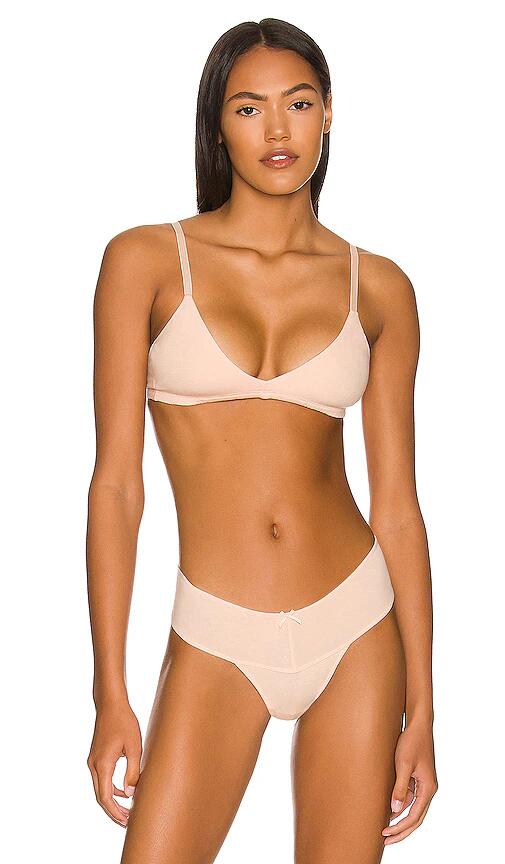 eberjey Pima Stretch Cotton V Bralette in Beige Cover