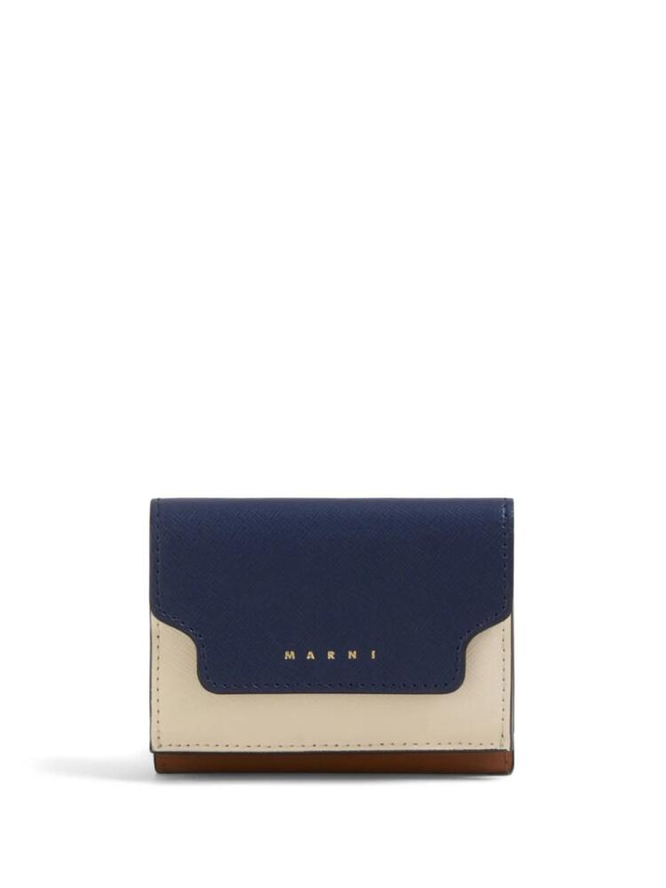 Marni logo-stamp leather tri-fold wallet - Blue Cover