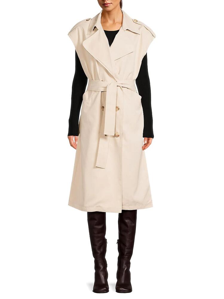 Vero Moda Women's Solid Short Sleeve Trench Coat - Birch Cover