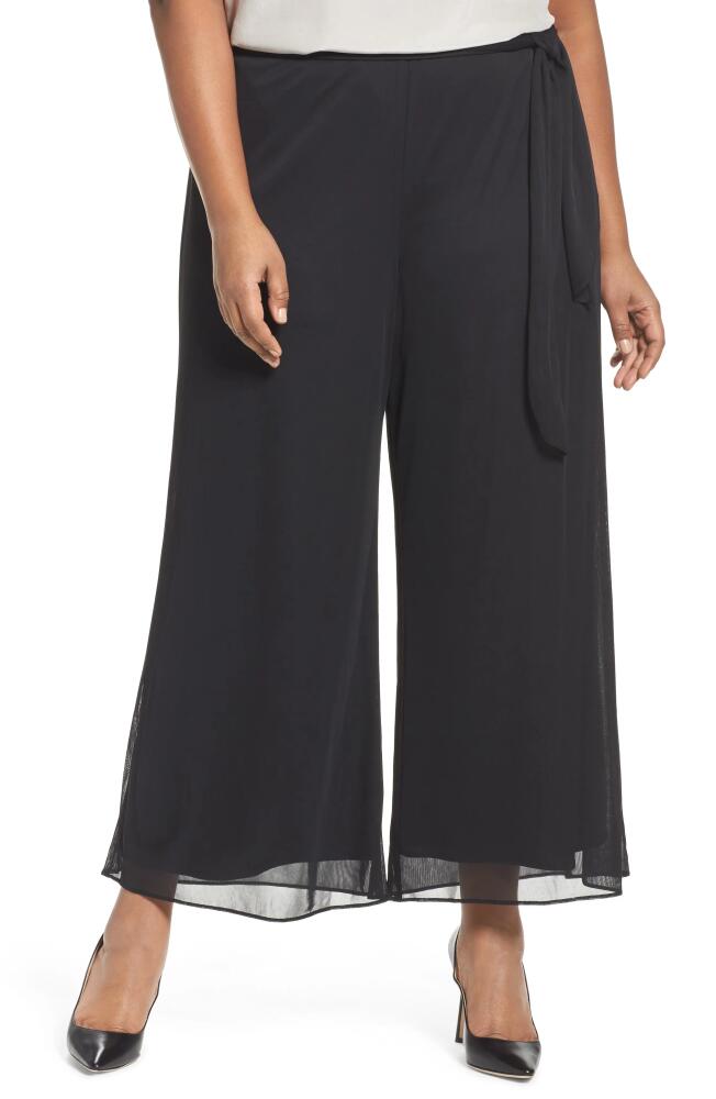 Alex Evenings High Rise Tie Waist Wide Leg Pants in Black Cover