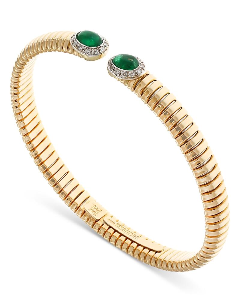 Alberto Milani 18K Yellow Gold Via Giardino Tubogas Domed Emerald Cabochon & Diamond Bracelet Cover