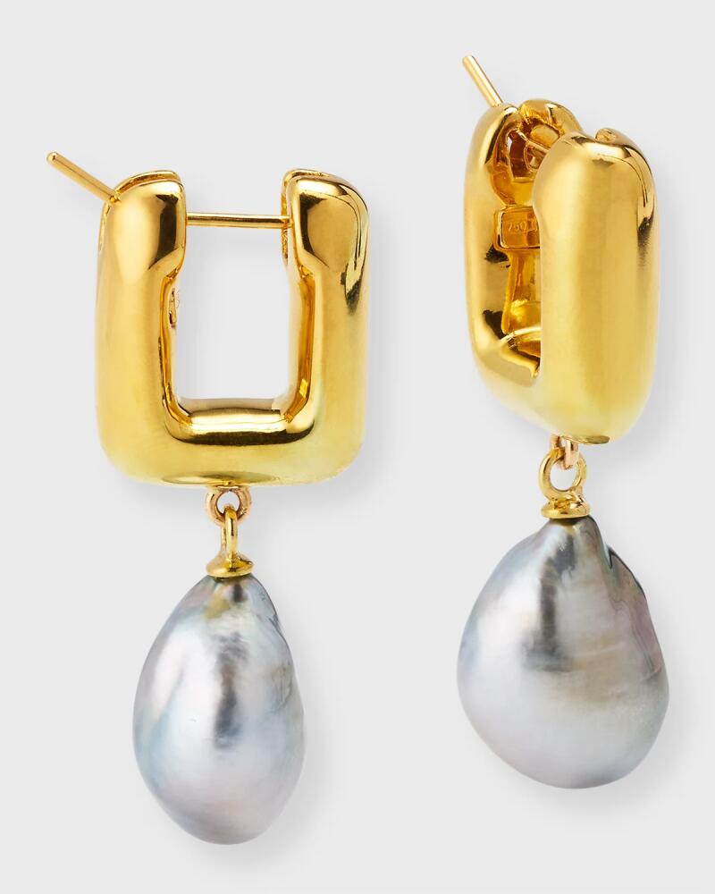 Pearls By Shari 18k Yellow Gold Baroque Tahitian Pearl Drop Earrings Cover