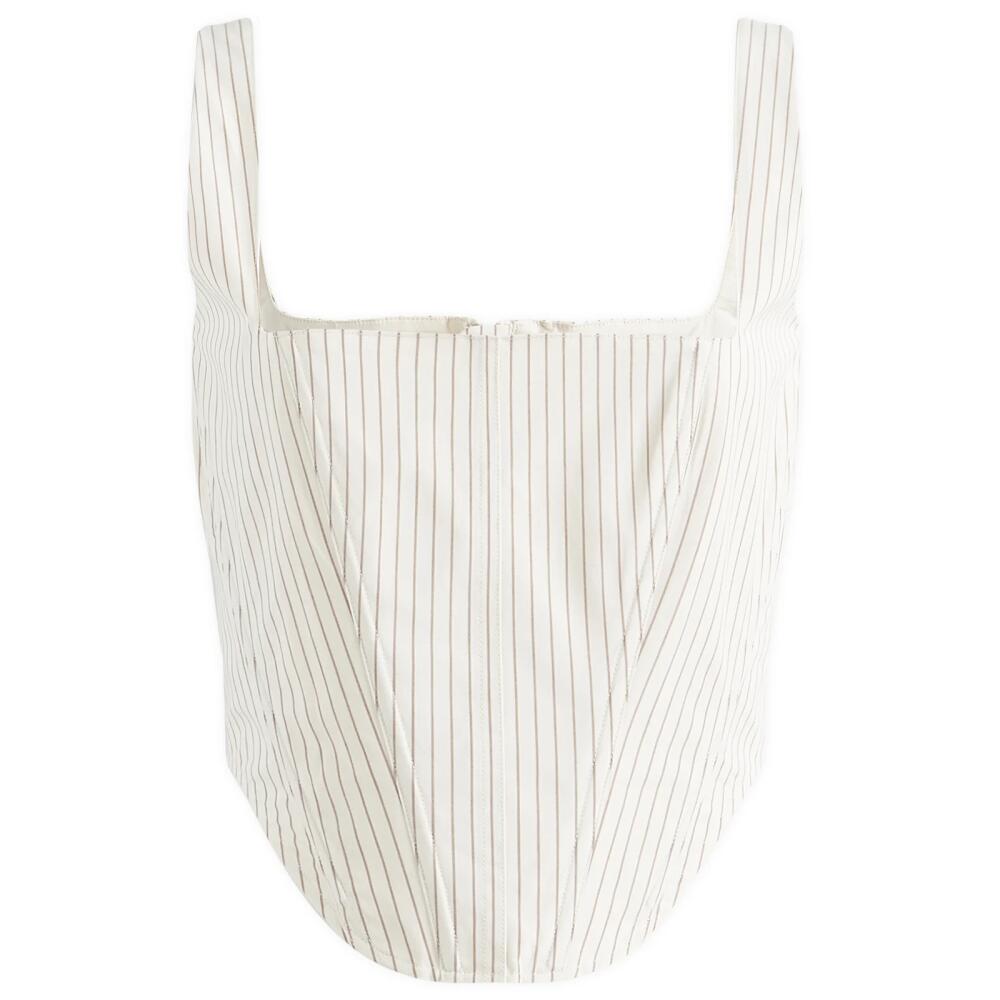 Good American Women's Stripe Poplin Corset in Putty Pencil Stripe Cover