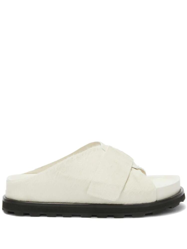 Jil Sander platform shearling slides - White Cover