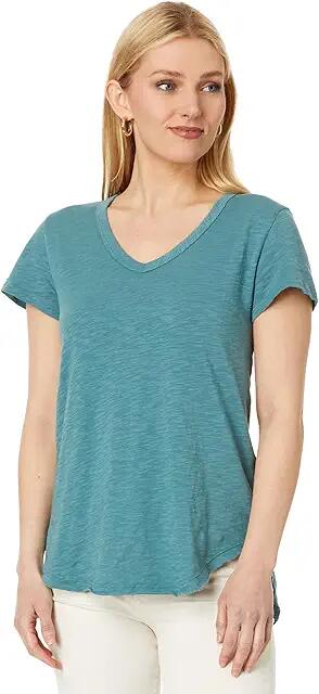 Mod-o-doc V-Neck Tee with Curved Hem (Teal Lagoon) Women's Clothing Cover