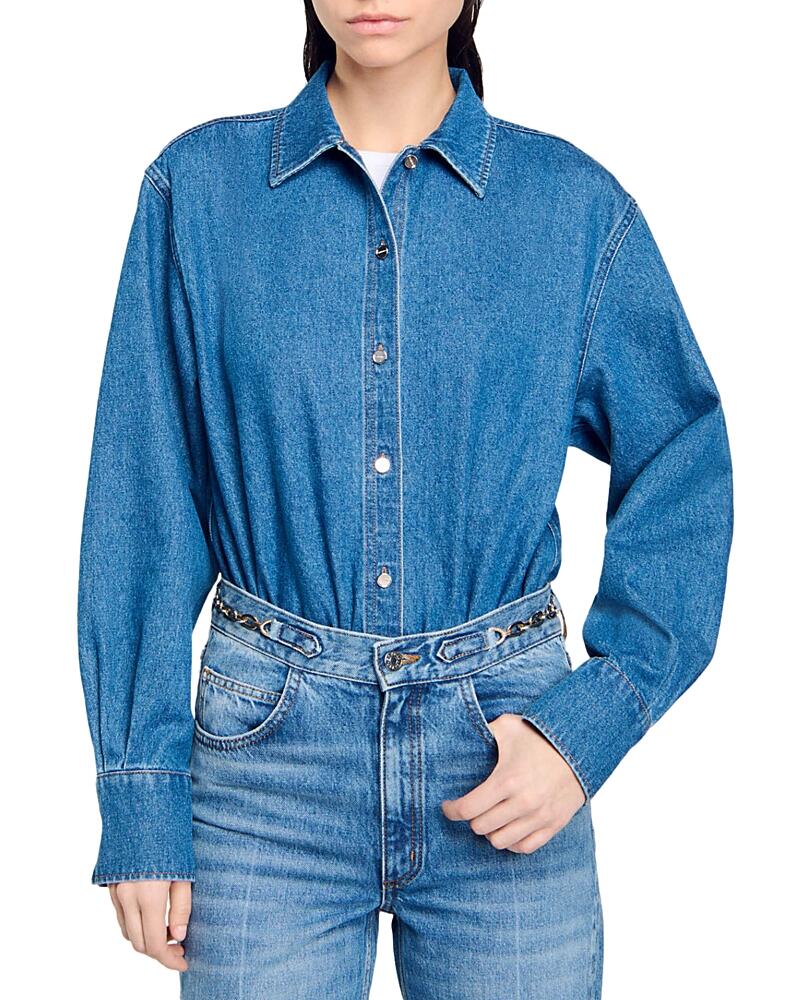 Sandro Fullmoon Denim Shirt Bodysuit Cover