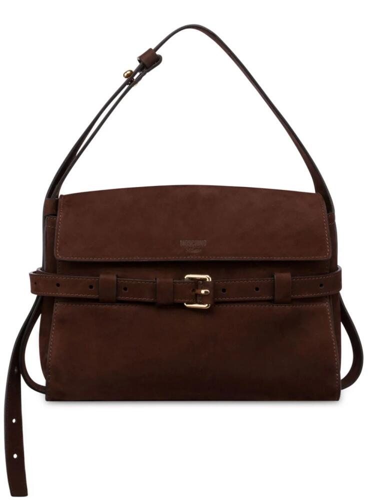 Moschino belted leather shoulder bag - Brown Cover