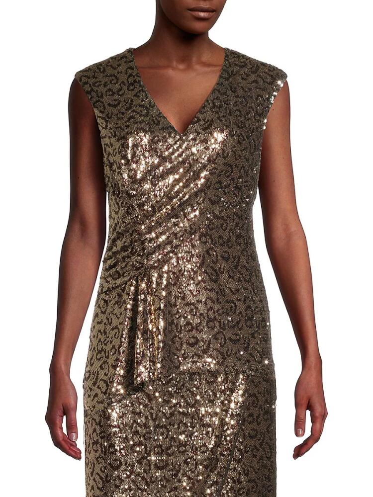 Elie Tahari Women's Sequin V-Neck Top - Bronze Cover