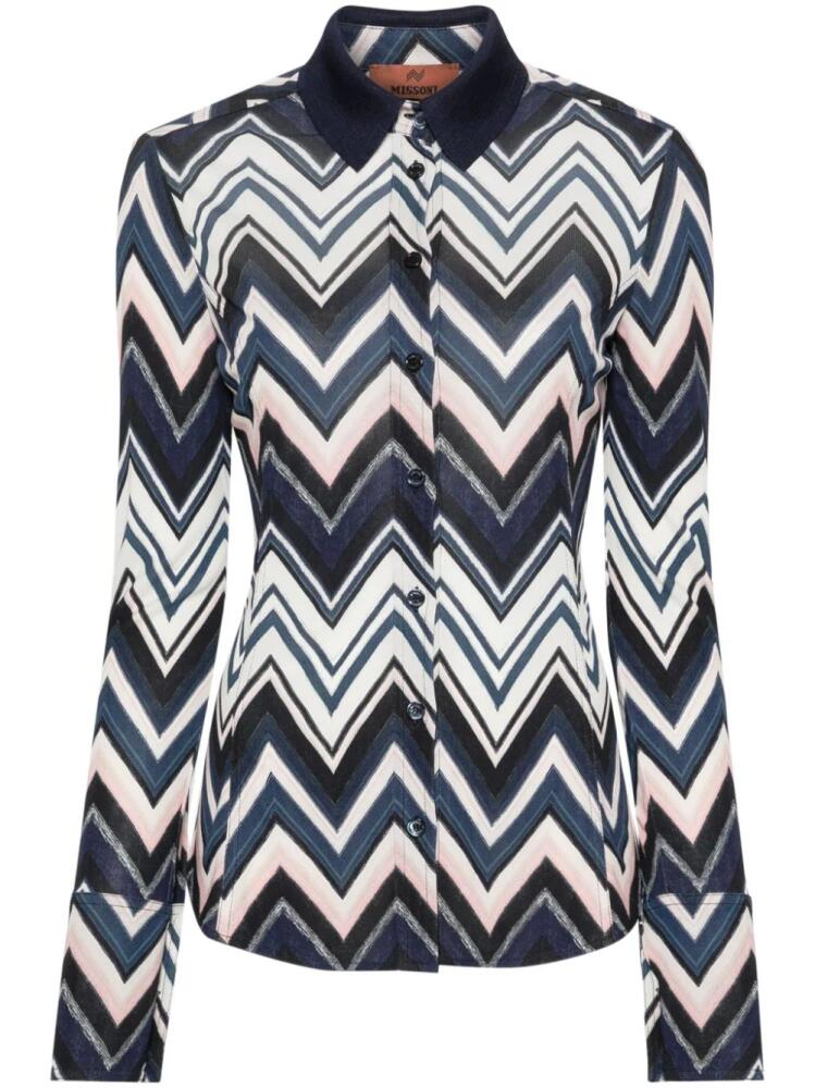 Missoni zigzag-print cady shirt - Blue Cover