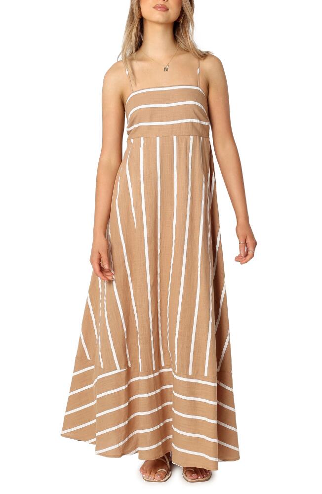 Petal & Pup Brea Stripe Maxi Dress in Tan Stripe Cover