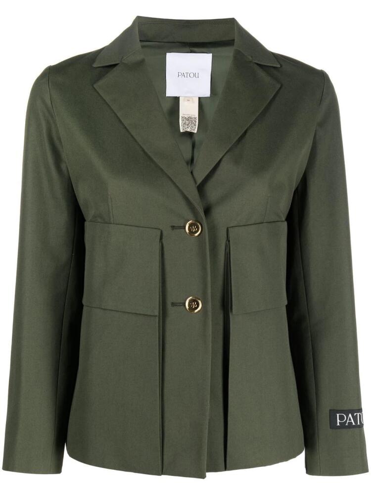 Patou single-breasted cotton blazer - Green Cover