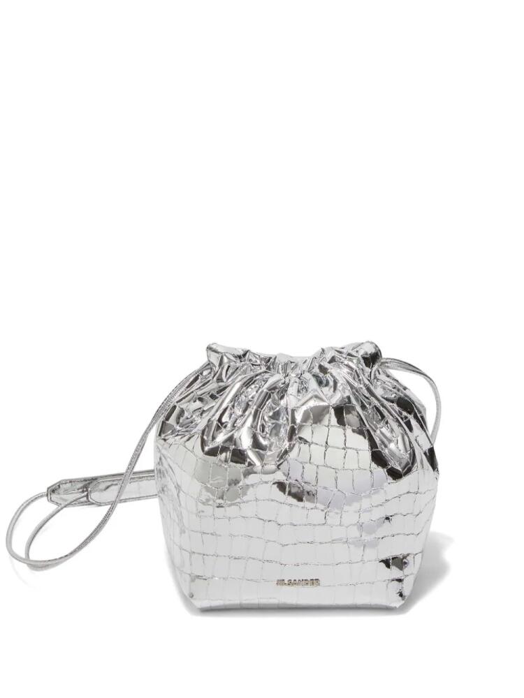 Jil Sander small Dumpling croc-leather bucket bag - Grey Cover