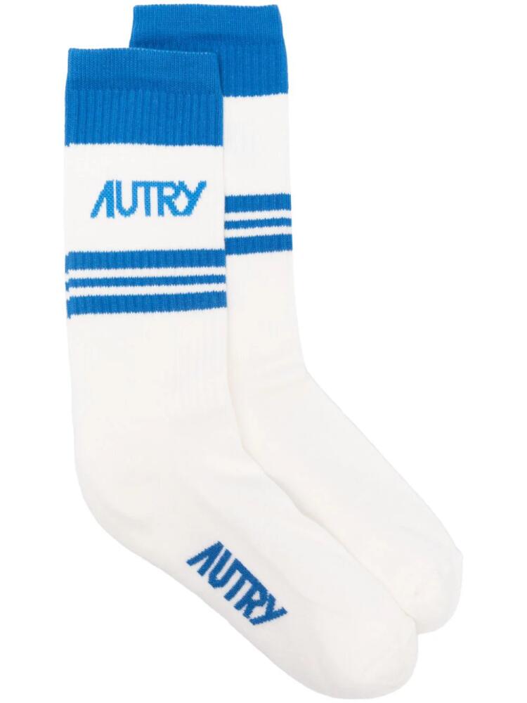 Autry logo-intarsia striped socks - White Cover