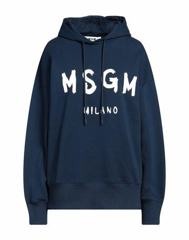 Msgm Woman Sweatshirt Navy blue Cotton Cover