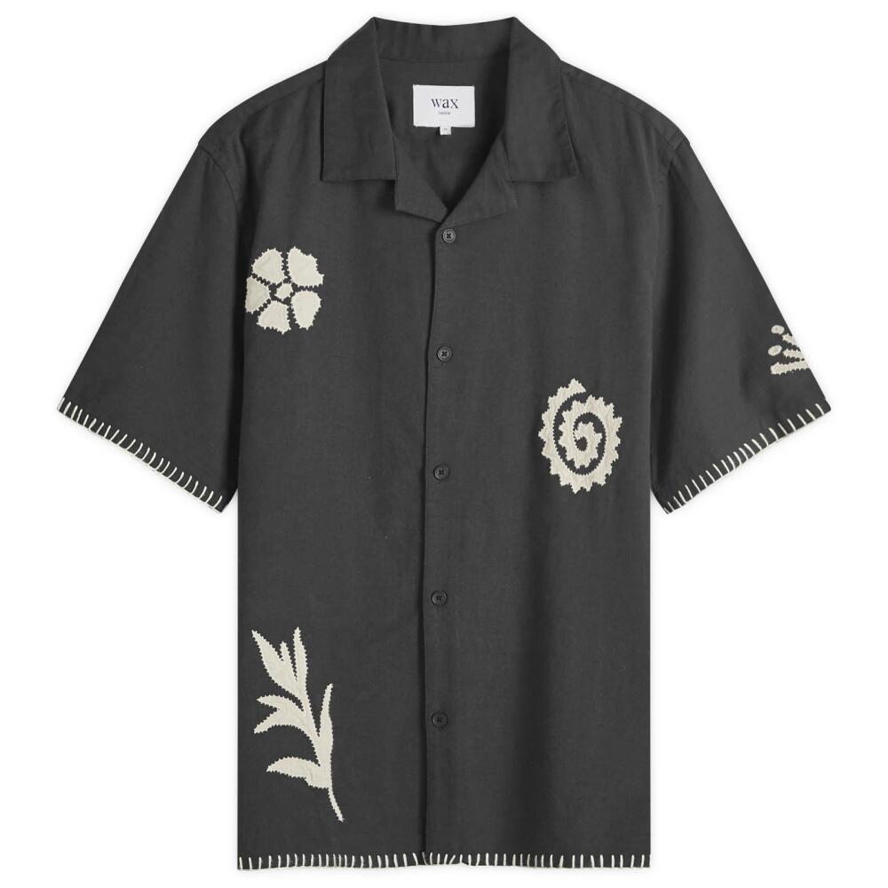 Wax London Men's Didcot Doodle Applique Vacation Shirt in Black/Beige Cover