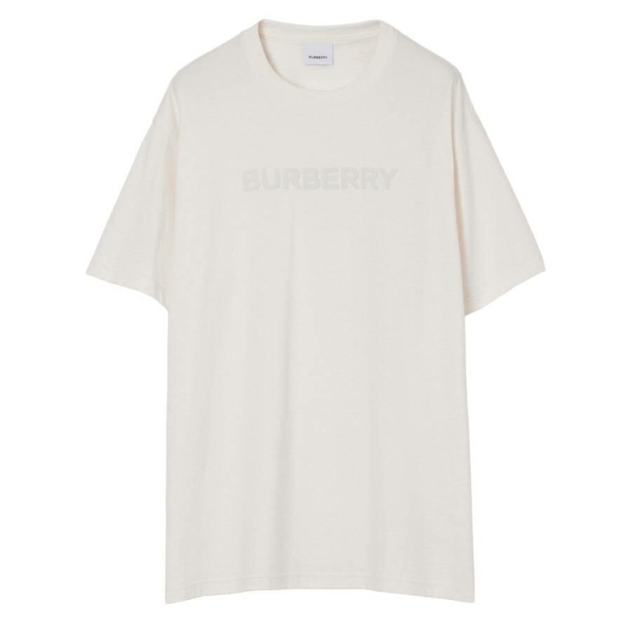 Burberry Logo Print Jersey T-Shirt In Oatmeal Melange Cover