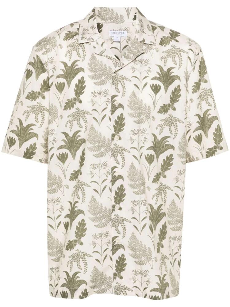 Sunspel x Katie Scott leaf-print shirt - Neutrals Cover