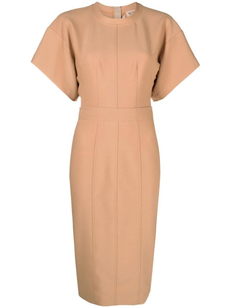 N°21 wide-sleeve fitted midi dress - Neutrals Cover