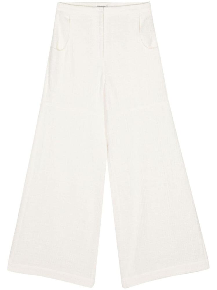 ALESSANDRO VIGILANTE bouclé palazzo pants - White Cover