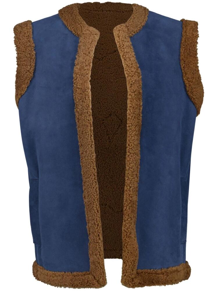 PAULA shearling embroidered vest - Blue Cover