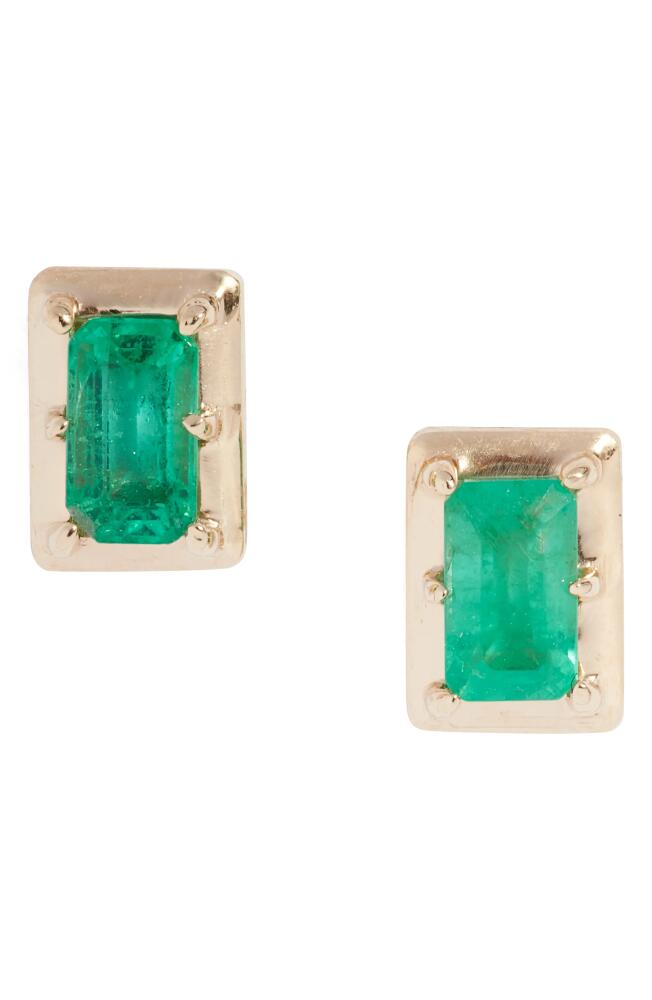 Anzie Dew Drop Melia Carré Emerald Stud Earrings in Green Gold Cover