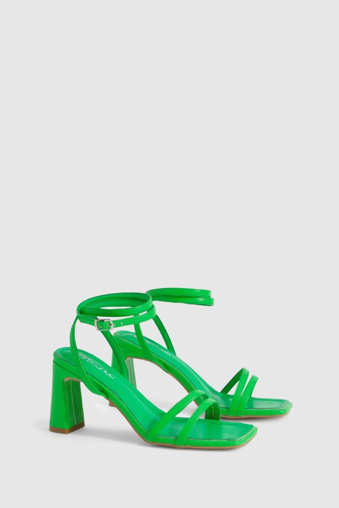 boohoo Womens Mid Height Double Strap Sandals - Green Cover