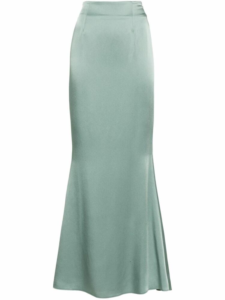 STYLAND satin godet maxi skirt - Green Cover