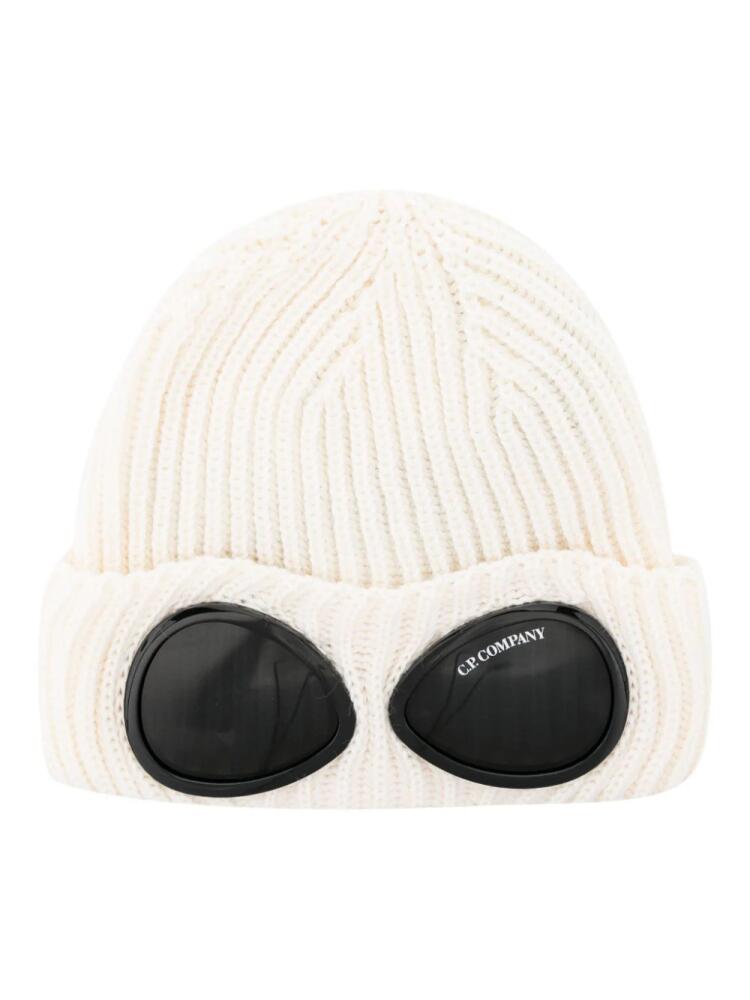 C.P. Company Goggles-detail ribbed beanie - Neutrals Cover