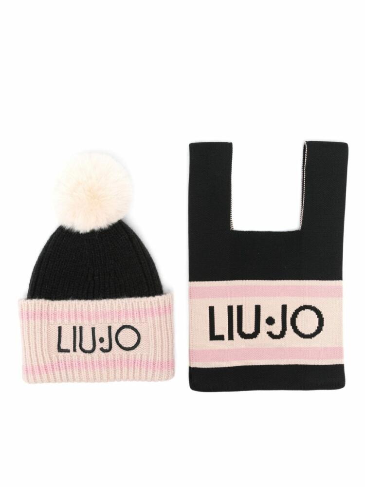 LIU JO logo-embroidered beanie hat - Black Cover