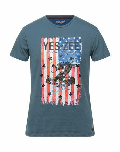 Yes Zee By Essenza Man T-shirt Slate blue Cotton Cover