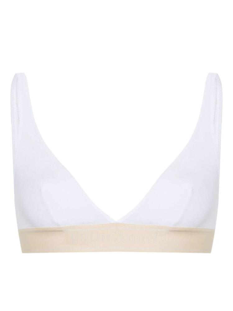 Palm Angels logo-tape triangle bra - White Cover