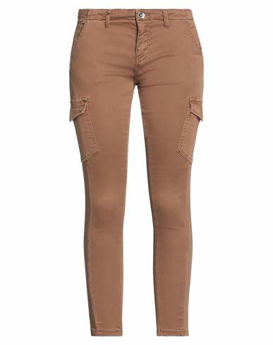 Take-two Woman Pants Brown Cotton, Polyester, Elastane Cover