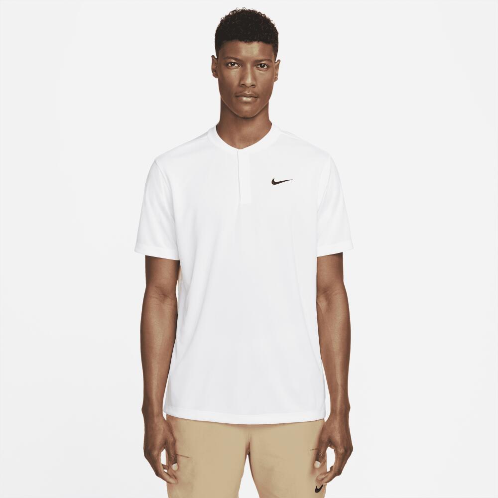 Nike Men's Court Dri-FIT Tennis Blade Polo in White Cover