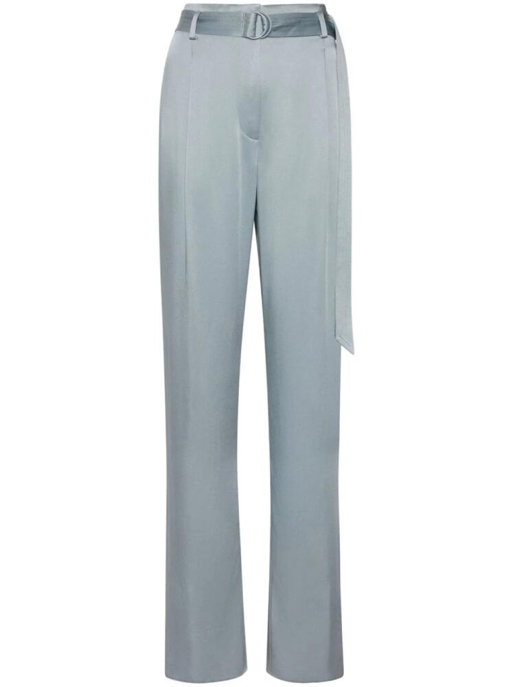 LAPOINTE satin-belt straight-leg trousers - Blue Cover