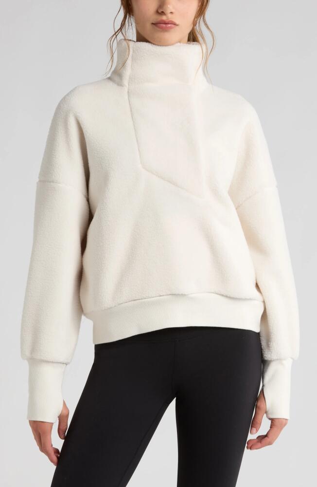 Zella Faux Shearling Funnel Neck Pullover in Ivory Egret Cover