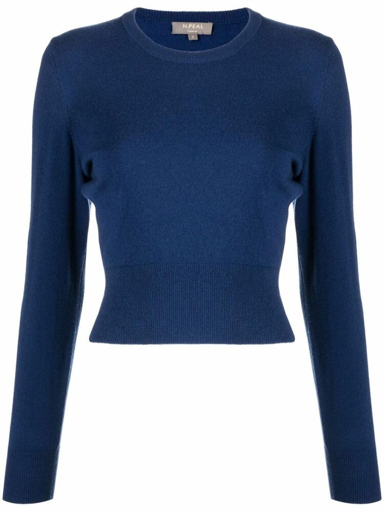 N.Peal round-neck organic cashmere jumper - Blue Cover